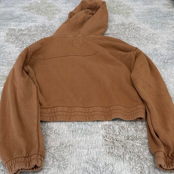 Aerie Tan Hoodie with White Drawstrings - Picture 4 of 4